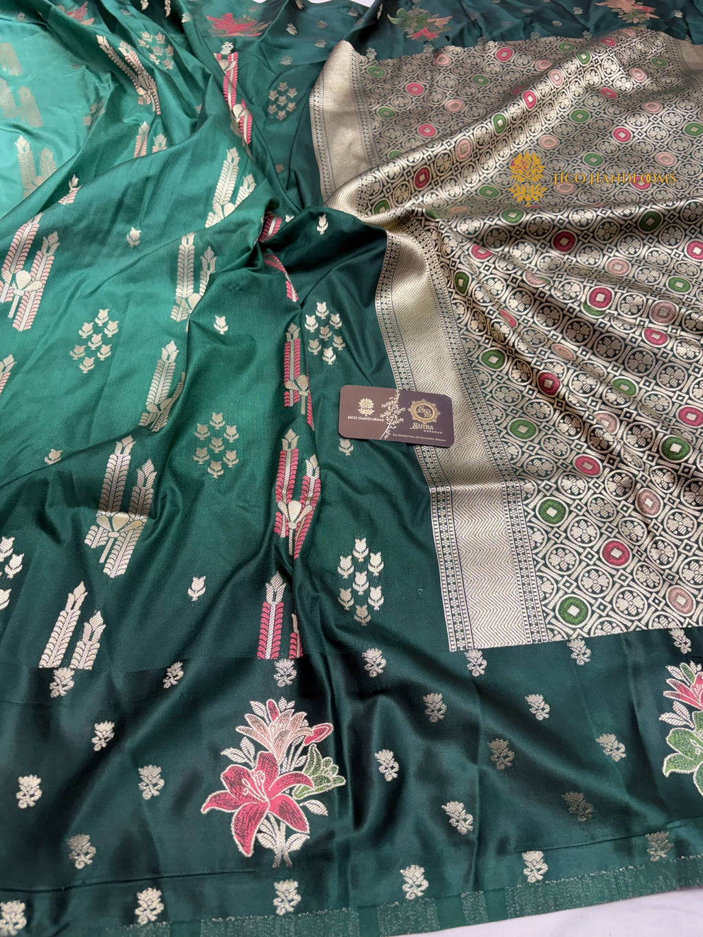 Green Gradient Premium Soft Silk Banarasi Saree - All Over Meenakari Motifs