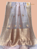 Light Pink Pure Kora Silk Handloom Banarasi Saree - All Over Kadua Motifs