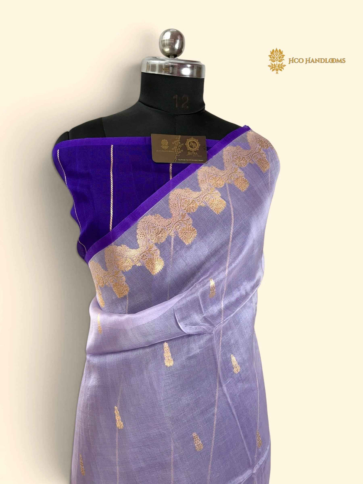 Blue Pure Kora Silk Handloom Banarasi Saree - All Over Kadhua Motifs & Skirt Border