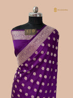 Regal Purple Premium Mashru Katan Silk Banarasi Saree - All Over Floral Motifs