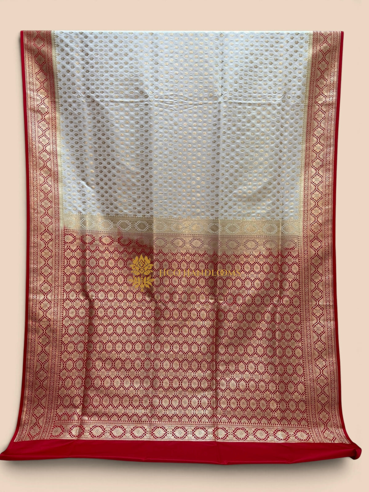 Contrast Premium Mashru Satin Silk Banarasi Saree - All Over Small Motifs