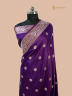 Purple Premium Mashru Katan Silk Banarasi Saree - All Over Chand Tara Design