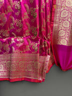 Regal Pure Katan Silk Handloom Banarasi Saree - All Over Jaal Work With Meenakari