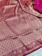 Regal Rani Pink Pure Katan Silk Handloom Banarasi Saree - Paisley Tanchui Brocade