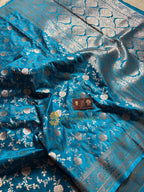 Premium Mashru Katan Silk Banarasi Saree With Floral Jangla