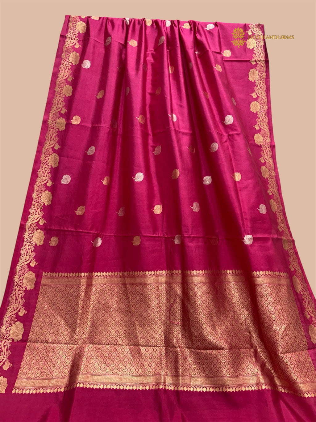 Rani Pink Pure Mango Katan Silk Handloom Banarasi Saree - All Over Kadua Motifs