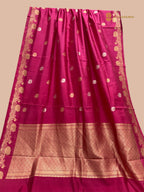 Rani Pink Pure Mango Katan Silk Handloom Banarasi Saree - All Over Kadua Motifs