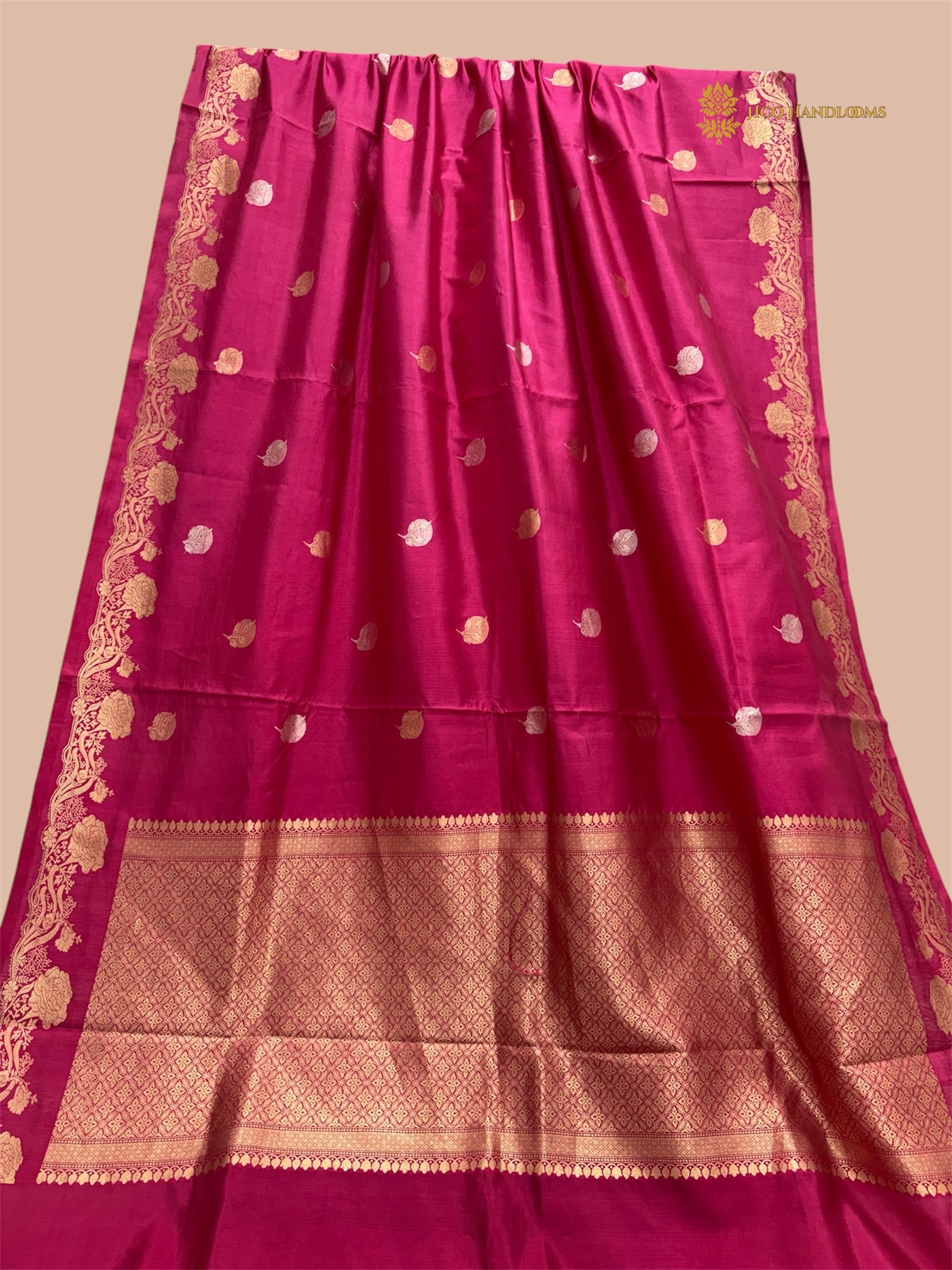Rani Pink Pure Mango Katan Silk Handloom Banarasi Saree - All Over Kadua Motifs