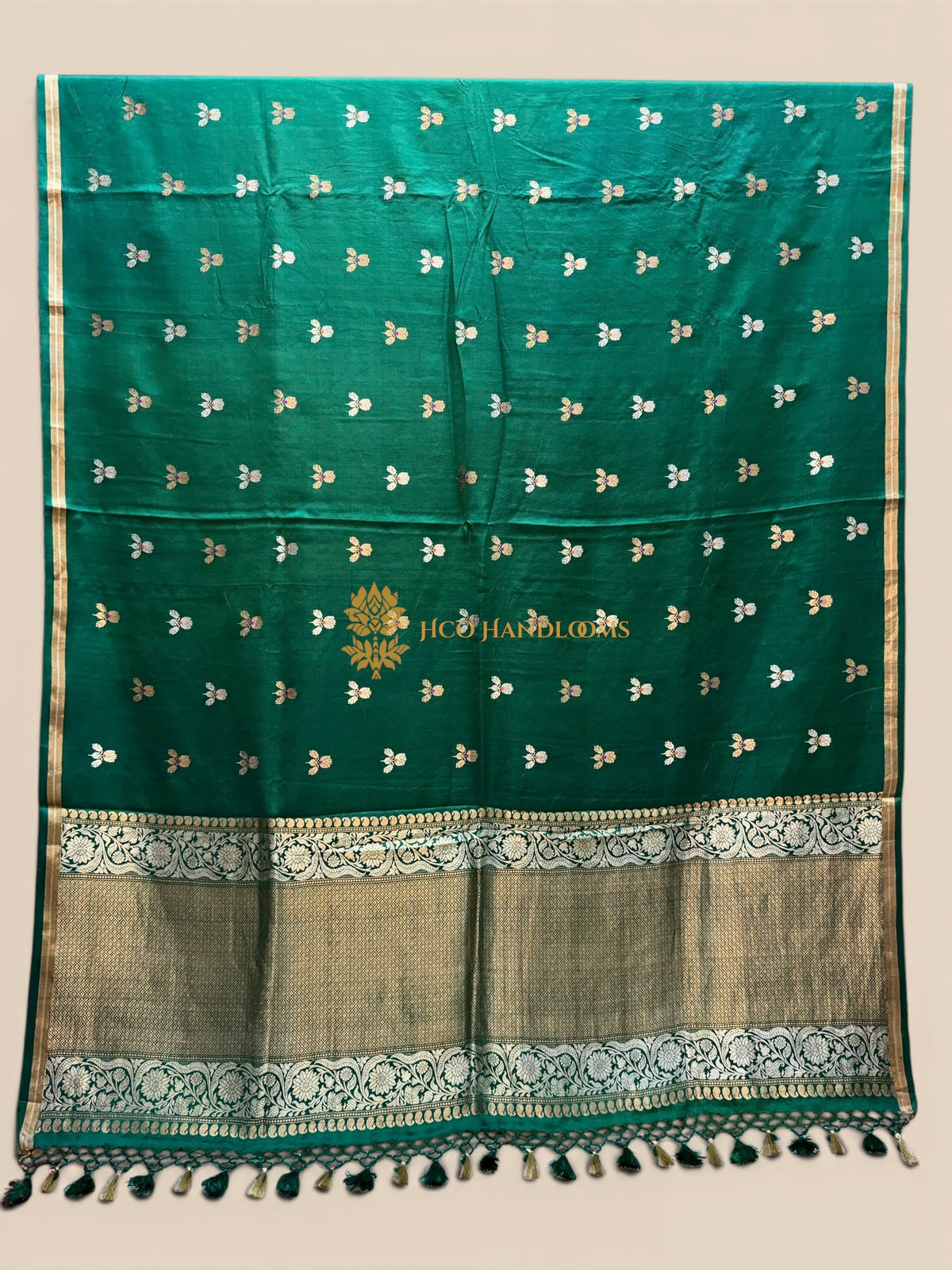 Green Pure Mashru Katan Silk Handloom Bnarasi Saree - All Over Meenakari Motifs