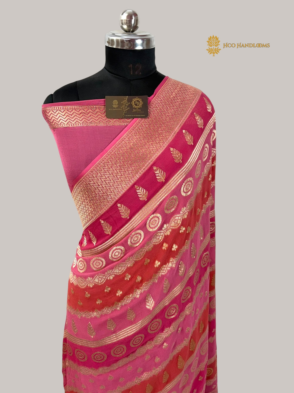 Rangkat Pure Khaddi Georgette Silk Handloom Banarasi Saree - Water Zari