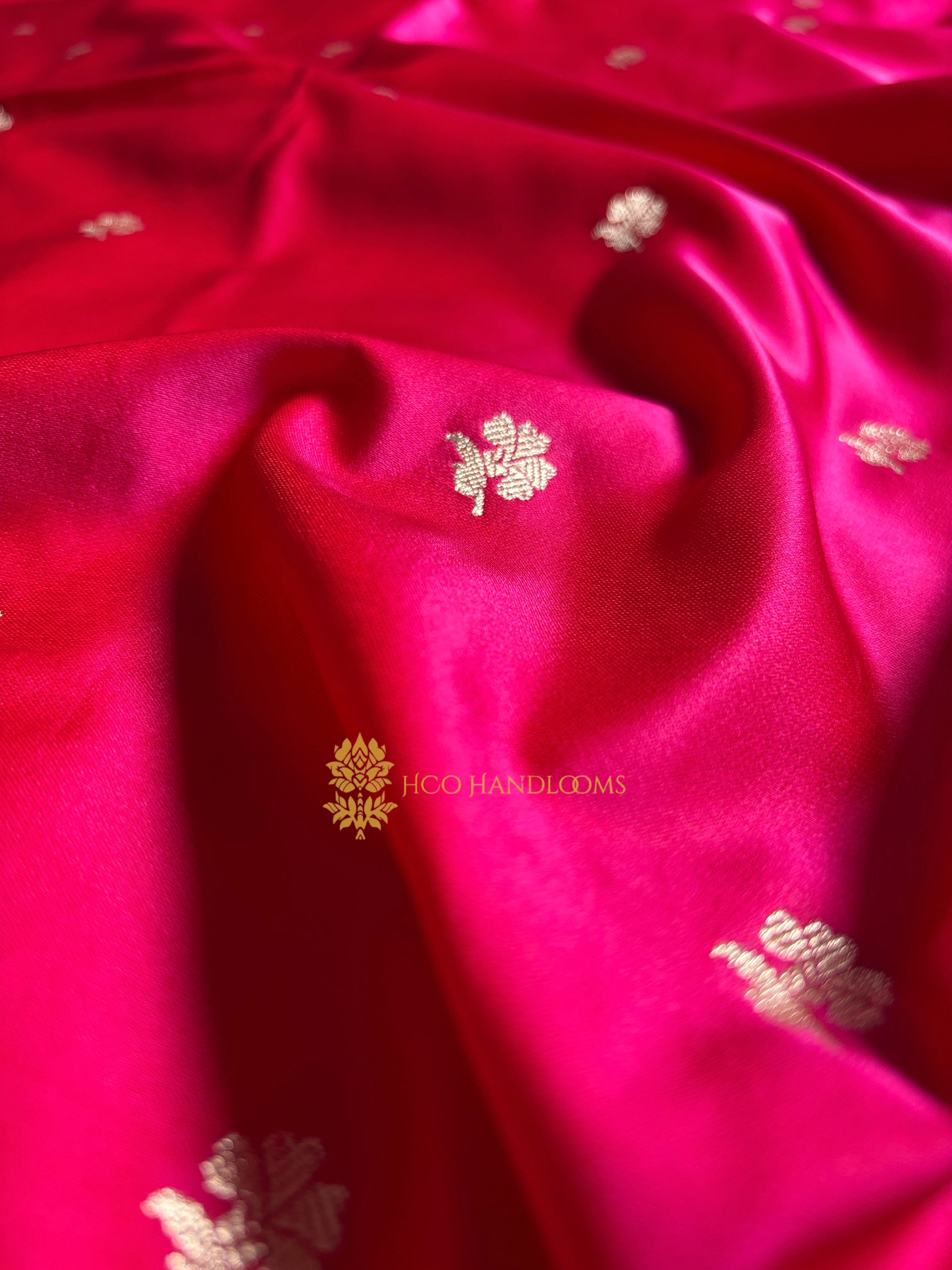 Premium Mashru Katan Silk Banarasi Saree With Floral Motifs