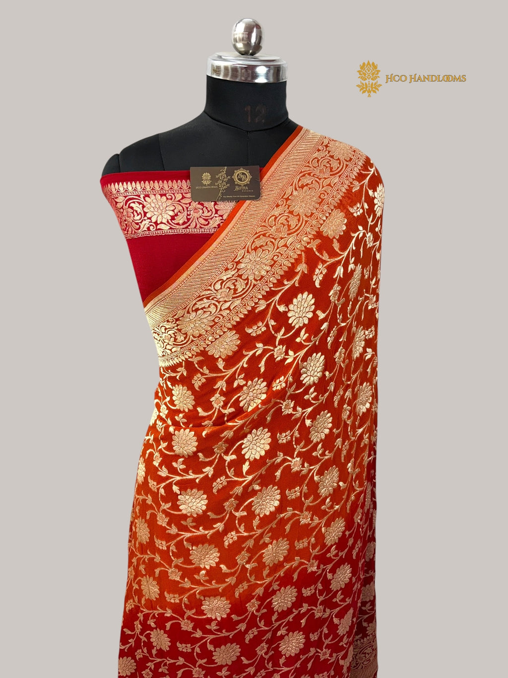 Shaded Pure Khaddi Georgette Silk Handloom Banarasi Saree - Water Zari