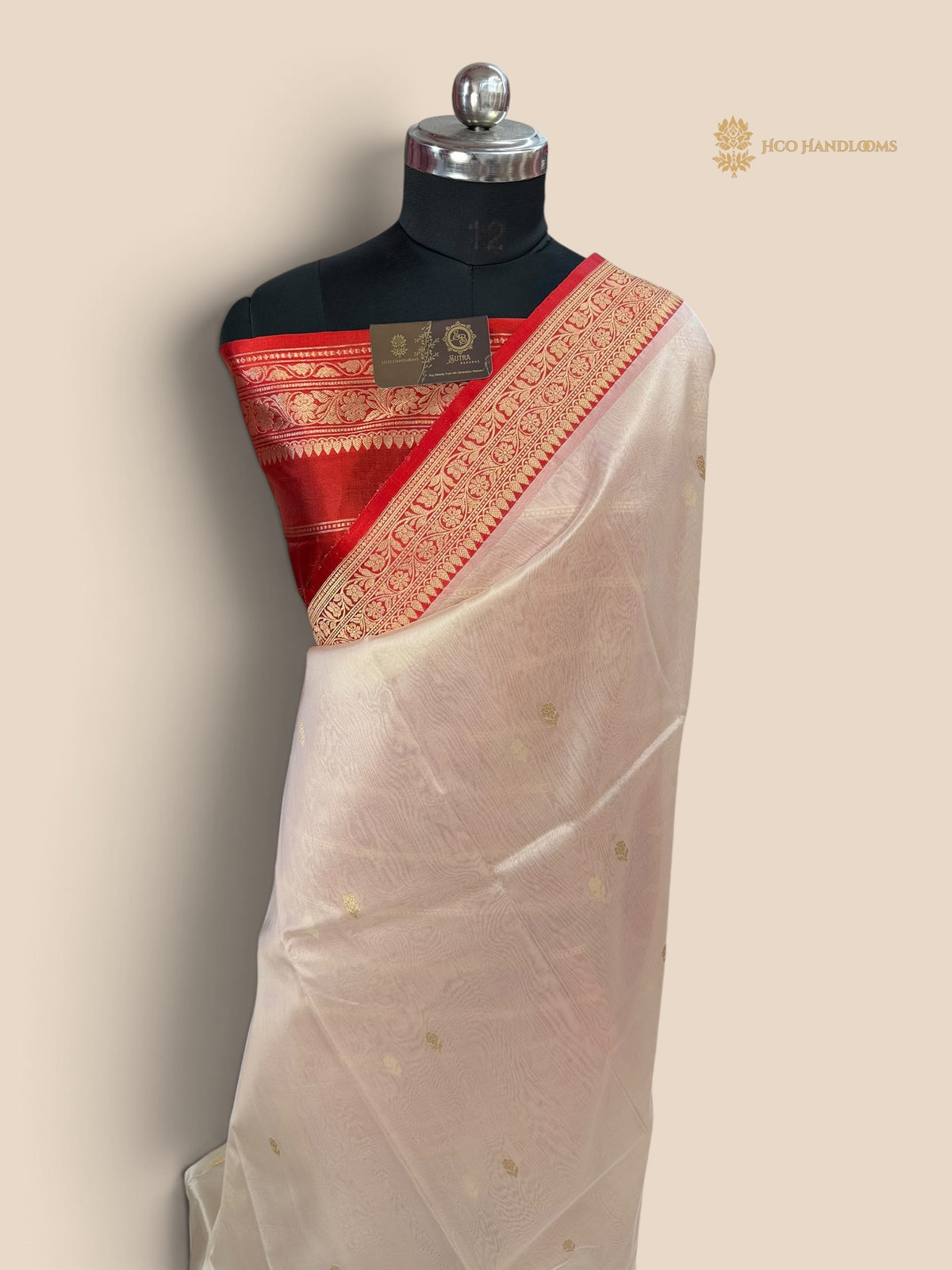 Contrast Pure Kora Silk Handloom Banarasi Saree - Kadhua Motifs