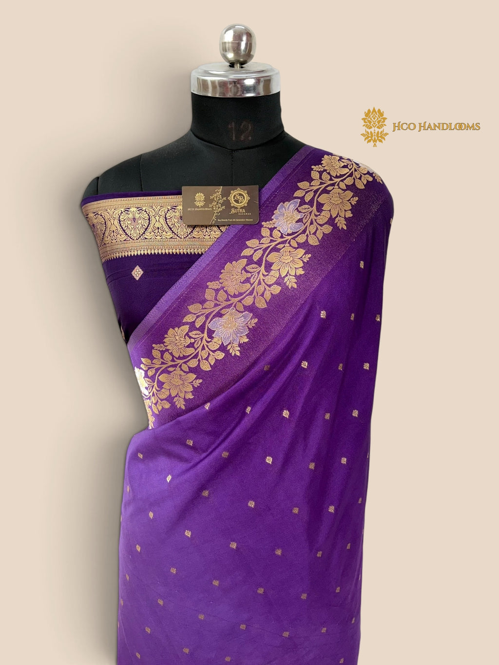 Purple Gradient Premium Soft Silk Banarasi Saree - All Over Motifs