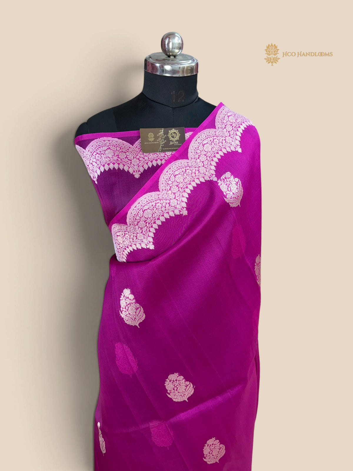 Rani Pure Kora Silk Handloom Banarasi Saree - All Over Kadhua Motifs