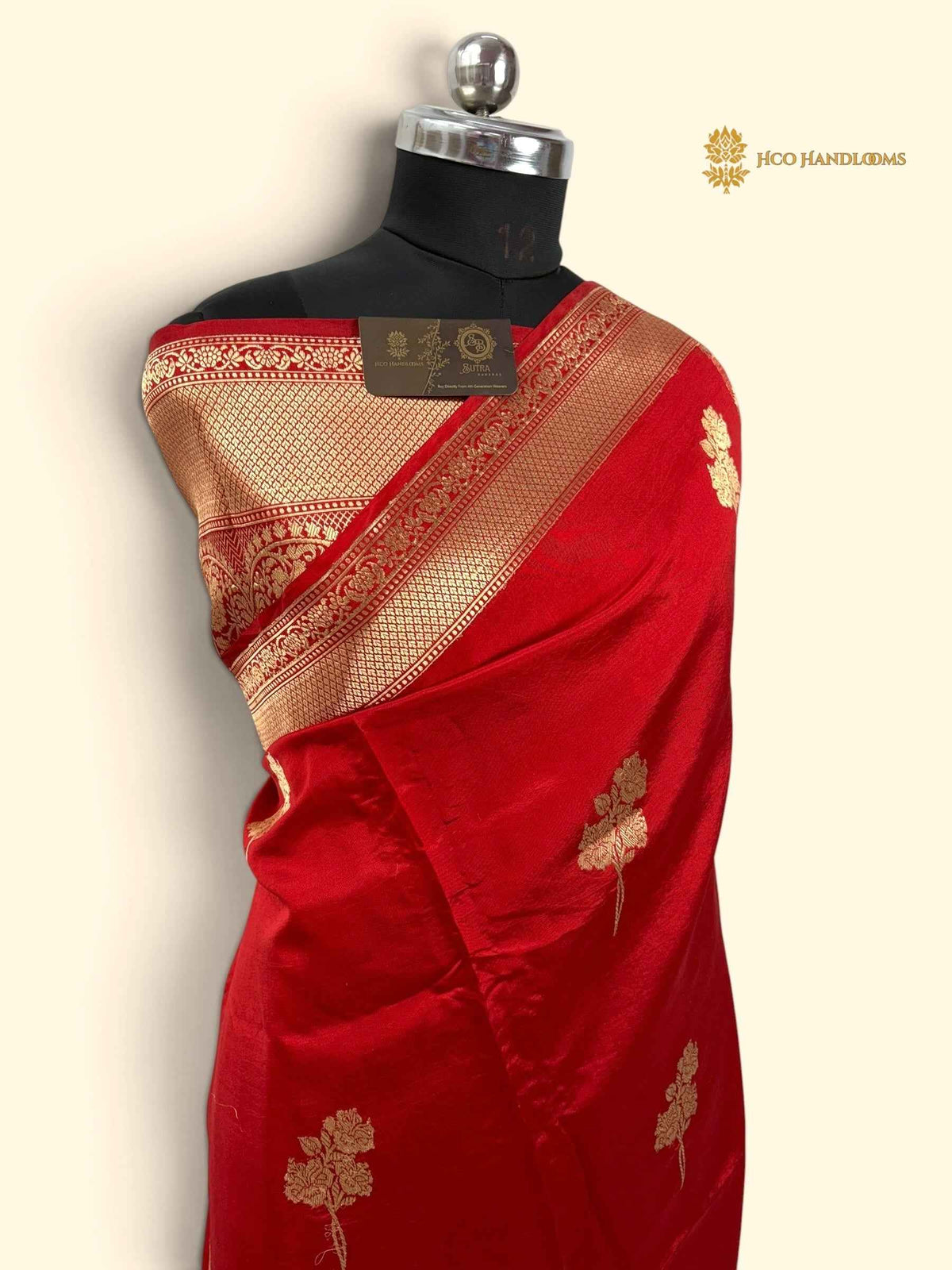Red Pure Mango Katan Silk Handloom Banarasi Saree - All Over Motif
