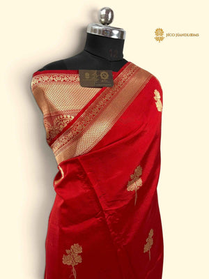 Red Pure Mango Katan Silk Handloom Banarasi Saree - All Over Motif