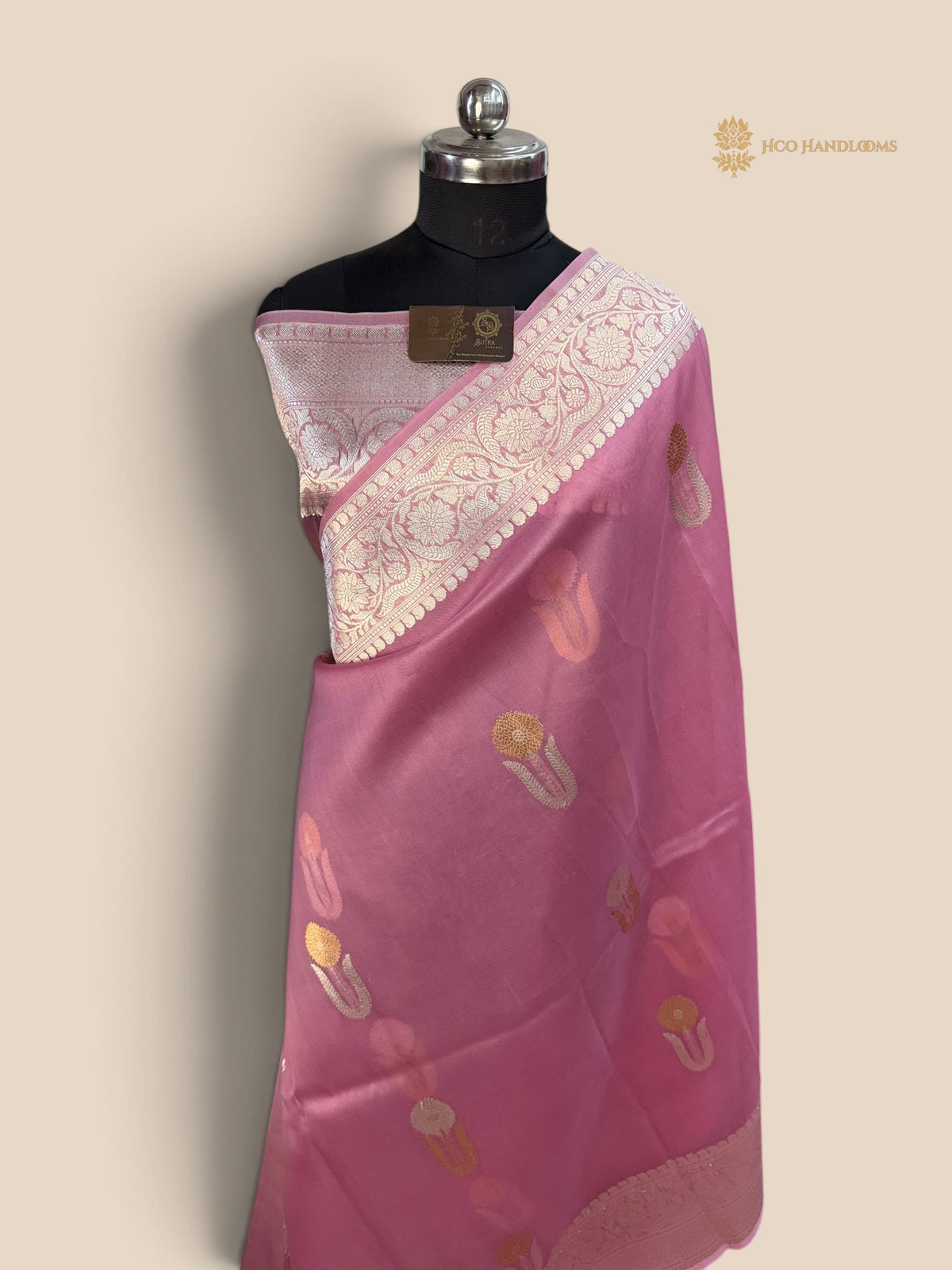 Pure Kora Silk Handloom Banarasi Saree - Kadhua Floral Motifs