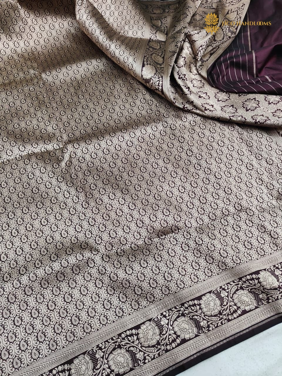 Regal Deep Wine Pure Katan Silk Handloom Banarasi Saree - Paisley Tanchui Brocade