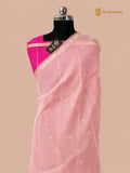 Baby Pink Pure Kora Silk Handloom Banarasi Saree - All Over Small Buti