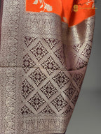 Premium Mashru Crepe Silk Banarasi Saree - All Over Jangla