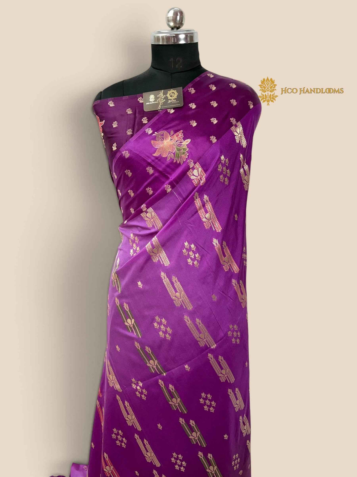 Purple Gradient Premium Soft Silk Banarasi Saree - All Over Meenakari Motifs