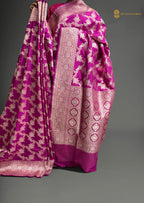 Regal Pure Katan Silk Handloom Banarasi Saree - All Over Jaal Work With Meenakari