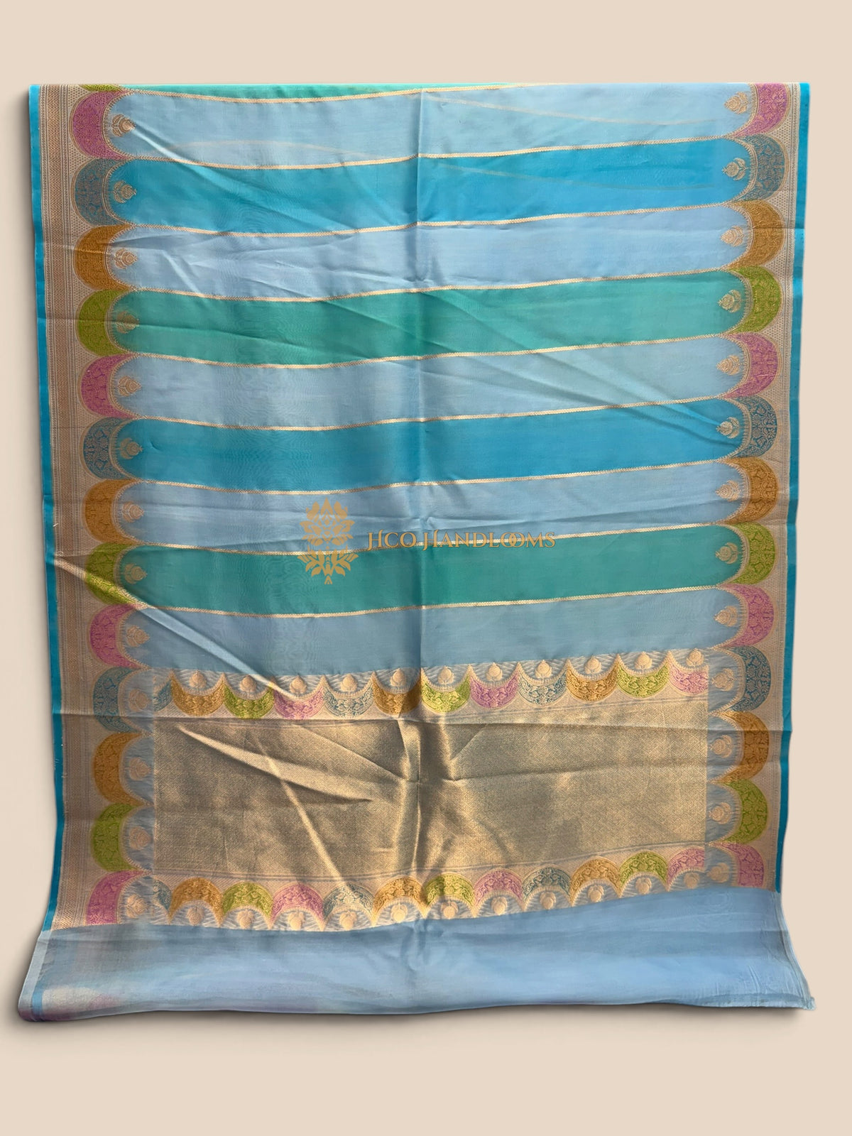 Blue Rangkat Pure Kora Silk Handloom Banarasi Saree