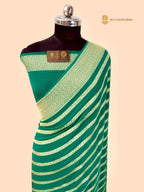 Green Pure Khaddi Georgette Silk Handloom Banarasi Saree
