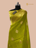 Pure Mango Katan Silk Handloom Banarasi Saree - All Over Kadhua Motifs