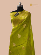 Pure Mango Katan Silk Handloom Banarasi Saree - All Over Kadhua Motifs