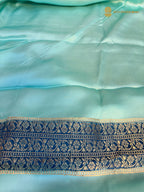 Premium Mashru Crepe Silk Banarasi Saree - All Over Motifs With Meenakari Border