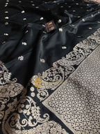 Premium Mashru Katan Silk Banarasi Saree With Floral Motifs