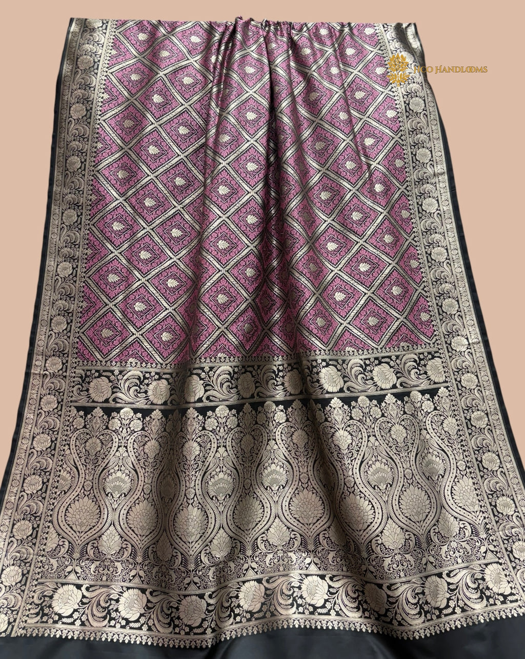 Jet Black Premium Mashru Katan Silk Banarasi Saree - All Over Tanchui Brocade