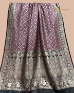 Jet Black Premium Mashru Katan Silk Banarasi Saree - All Over Tanchui Brocade
