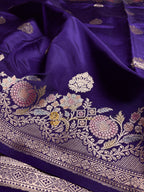 Pure Mango Katan Silk Handloom Banarasi Saree - All Over Kadhua Motifs