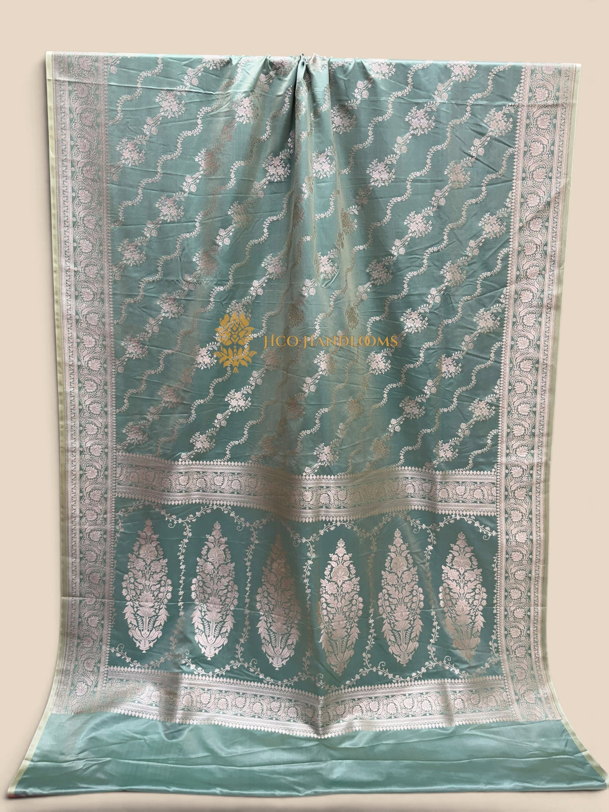 Light Blue Premium Mashru Katan Silk Banarasi Saree - Lahariya