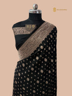 Black Premium Mashru Katan Silk Tanchui Brocade Banarasi Saree