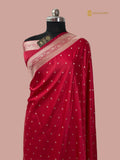 Regal Red Premium Mashru Katan Silk Banarasi Saree - All Over Small Booti