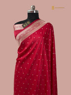 Regal Cherry Red Premium Mashru Katan Silk Banarasi Saree - All Over Small Booti