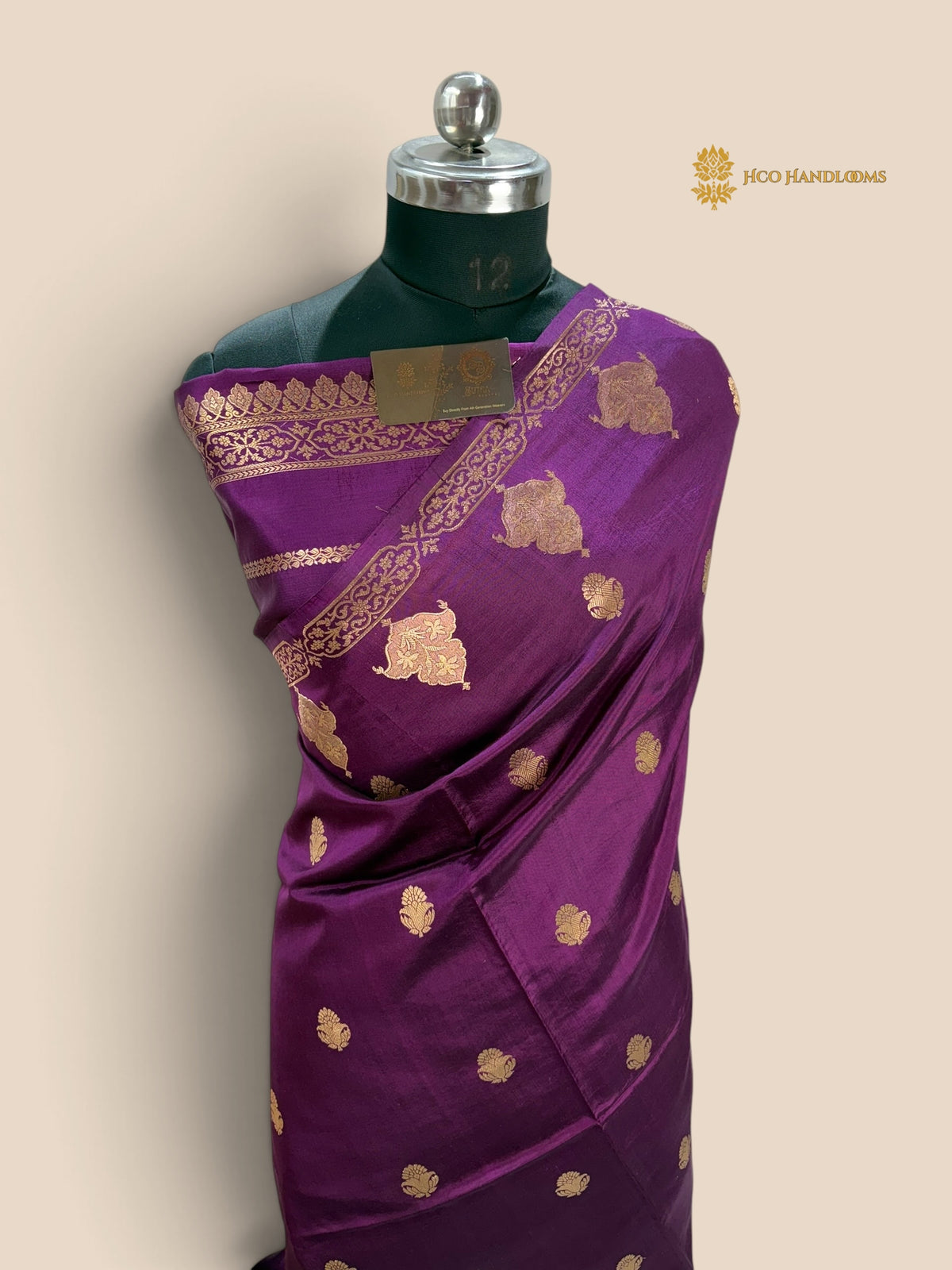 Purple Pure Raw Mango Katan Silk Handloom Banarasi Saree - Kadhua Motifs