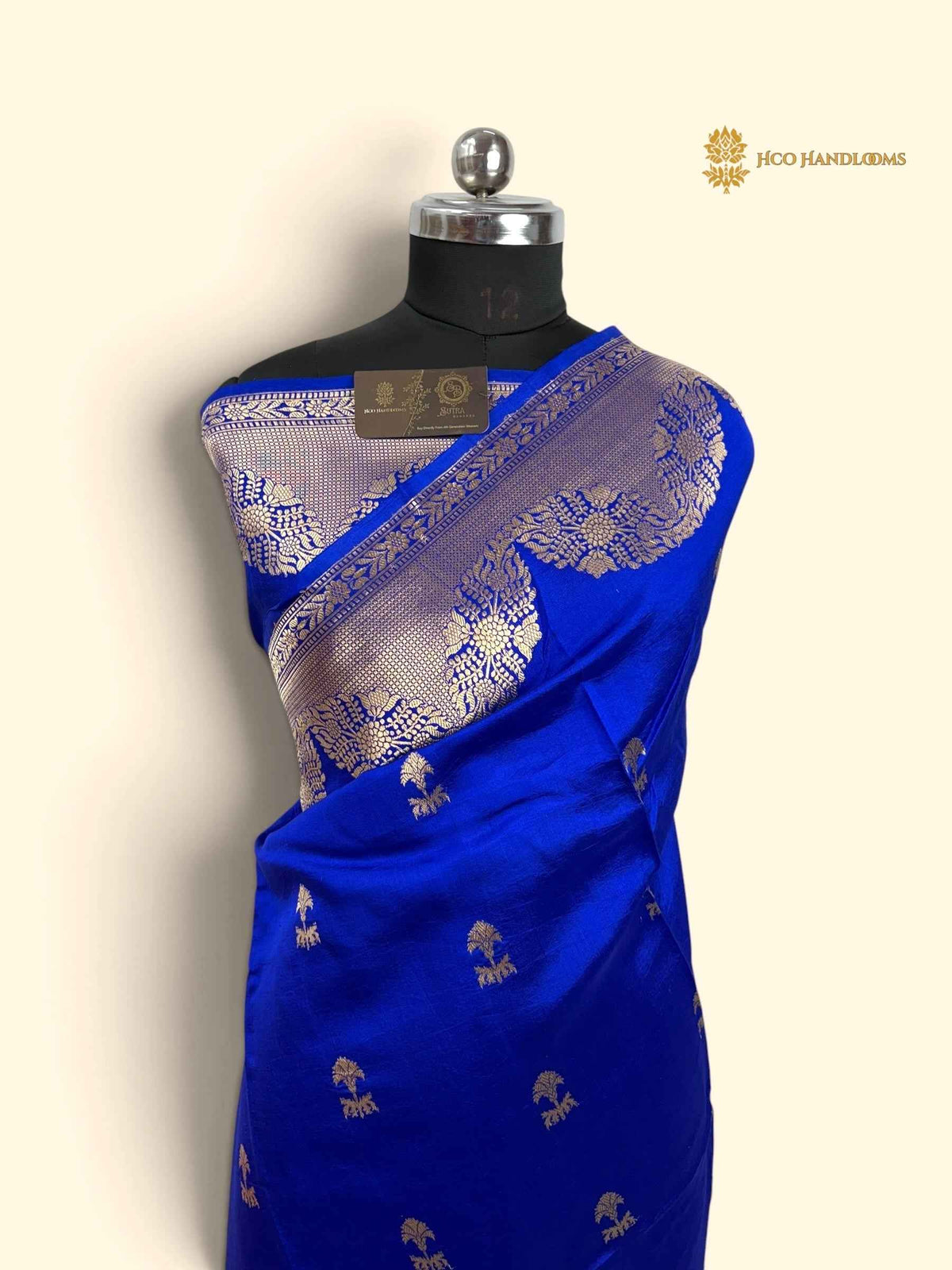 Blue Pure Mango Katan Silk Handloom Banarasi Saree - All Over Motifs