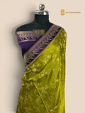 Premium Mashru Crepe Silk Banarasi Saree - All Over Floral Jaal