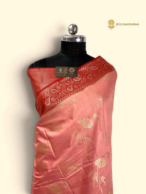 Contrast Premium Soft Silk Banarasi Saree - All Over Floral Design