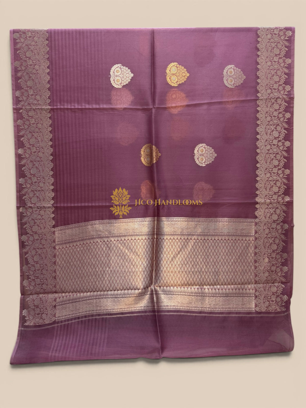 Pure Kora Silk Handloom Banarasi Saree - Kadhua Sona-Roopa Boota