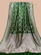 Dual Shade Green Premium Mashru Katan Silk Banarasi Saree - All Over Jaal