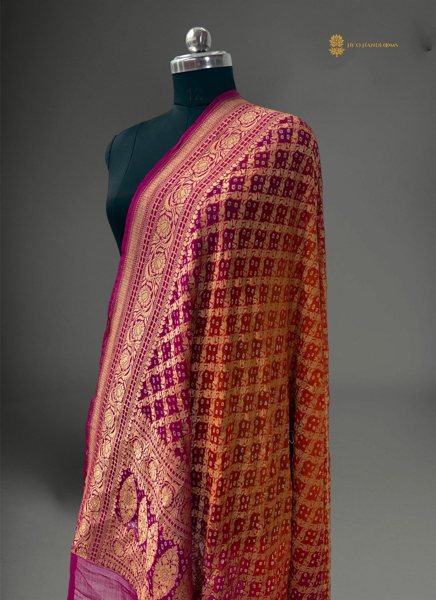 Pure Georgette Banarasi Bandhej Handloom Dupatta