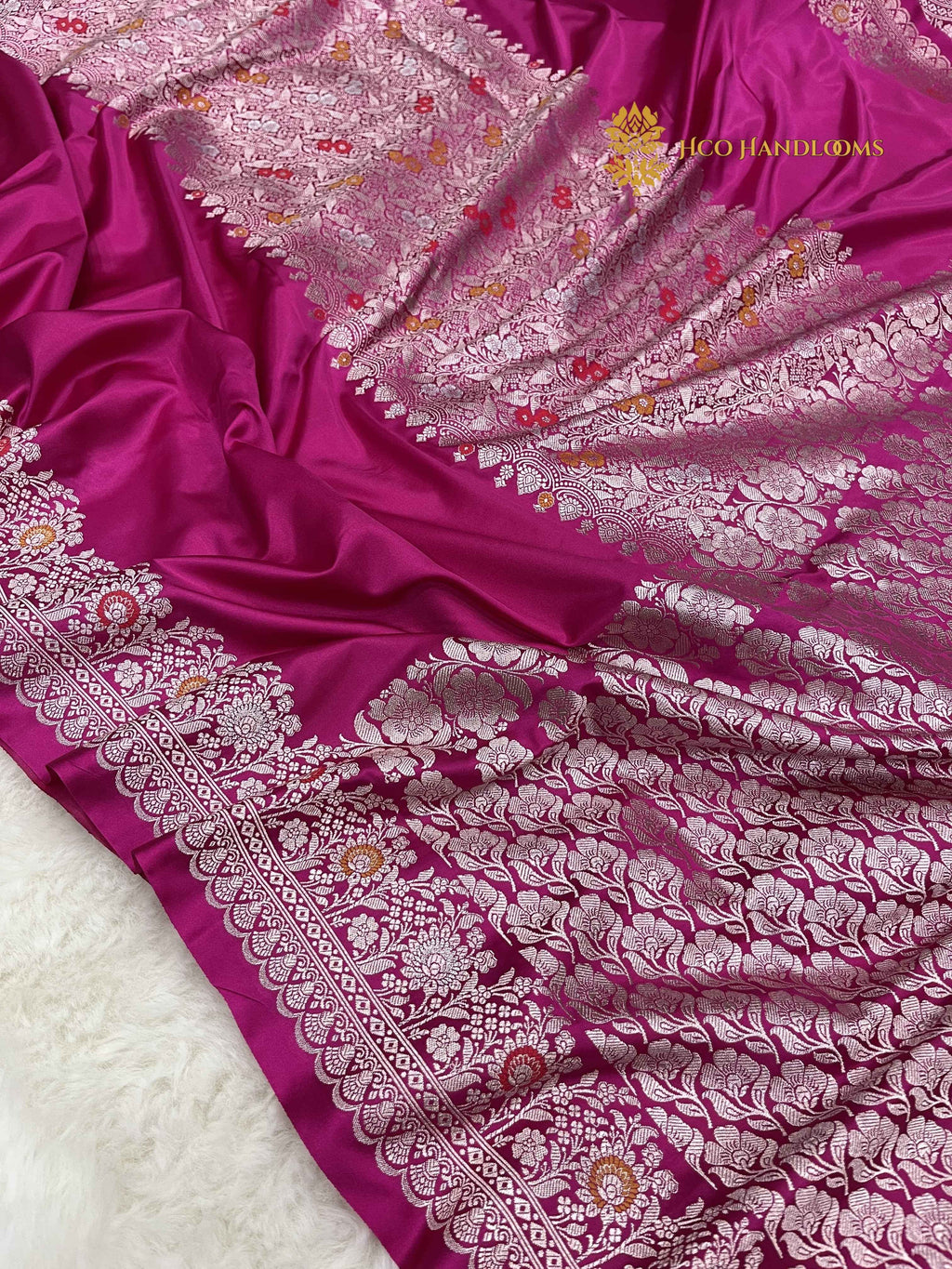 Rani Premium Mashru katan Silk Banarasi Saree - All Over Meenakari Skirt