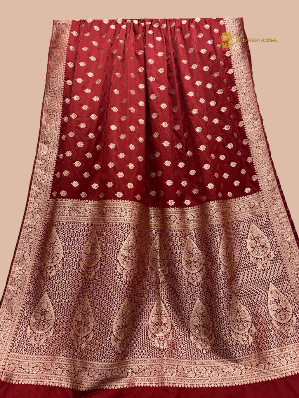 Regal Red Premium Mashru Katan Silk Banarasi Saree - All Over Floral Motifs