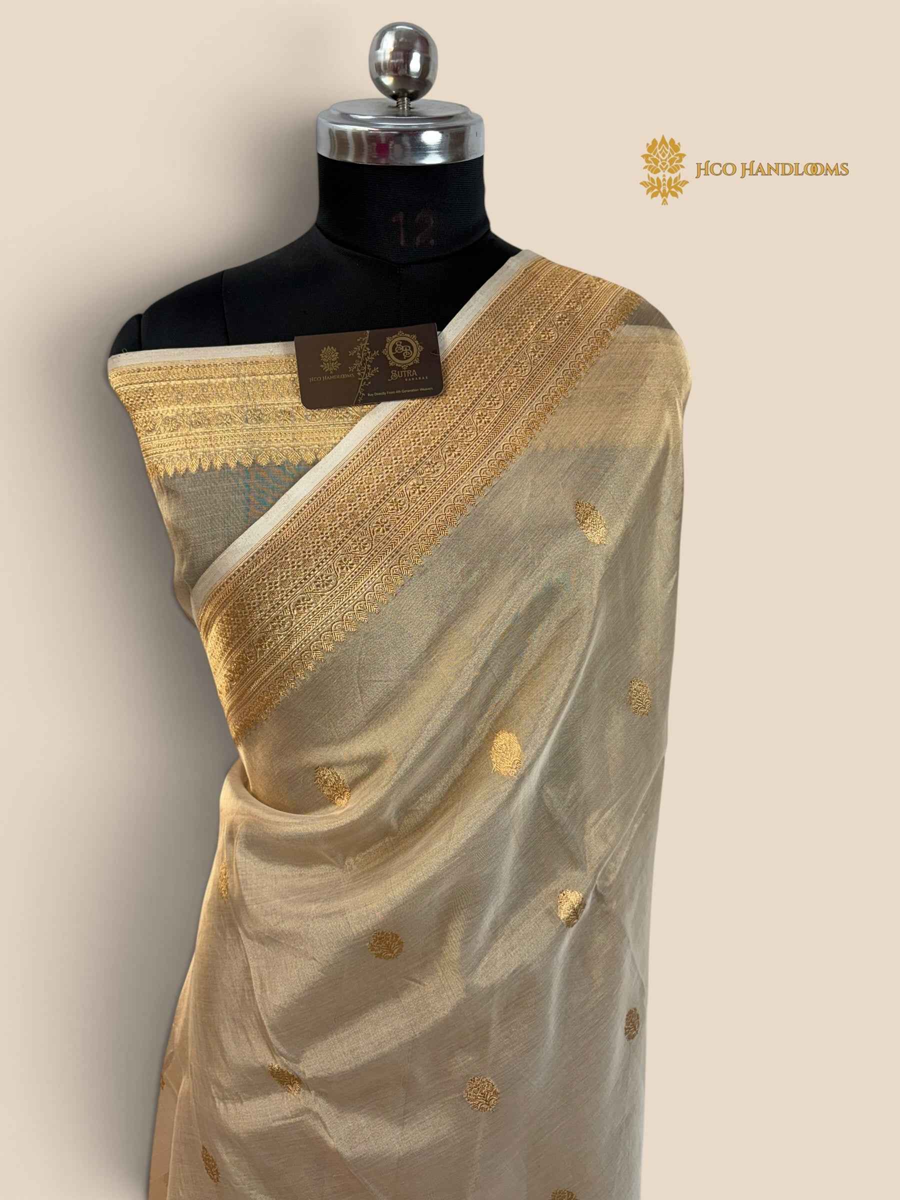 Pure Tissue Silk Handloom Banarasi Saree - All Over Kadhua Motifs